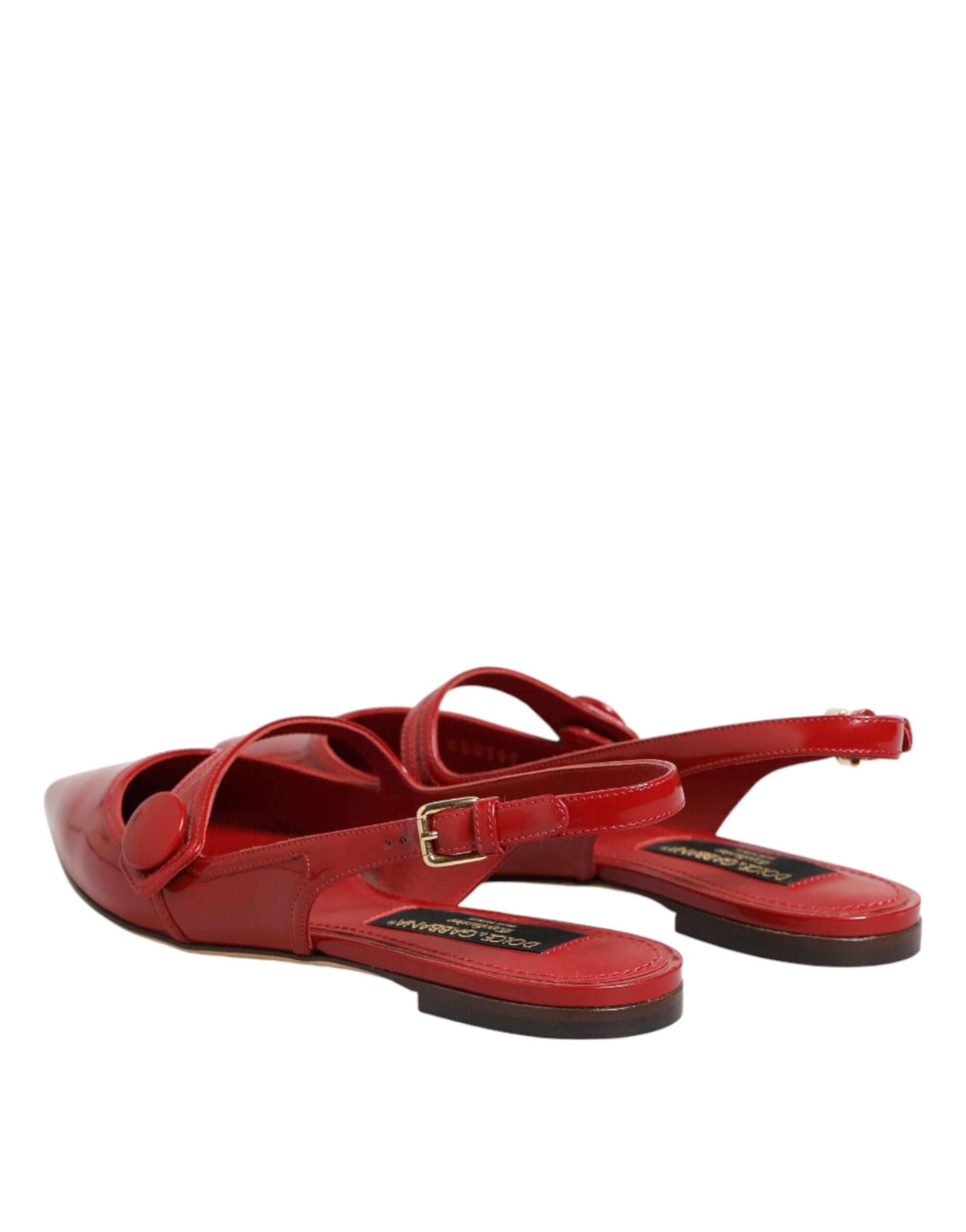 Red women's flat shoes with strap detailing