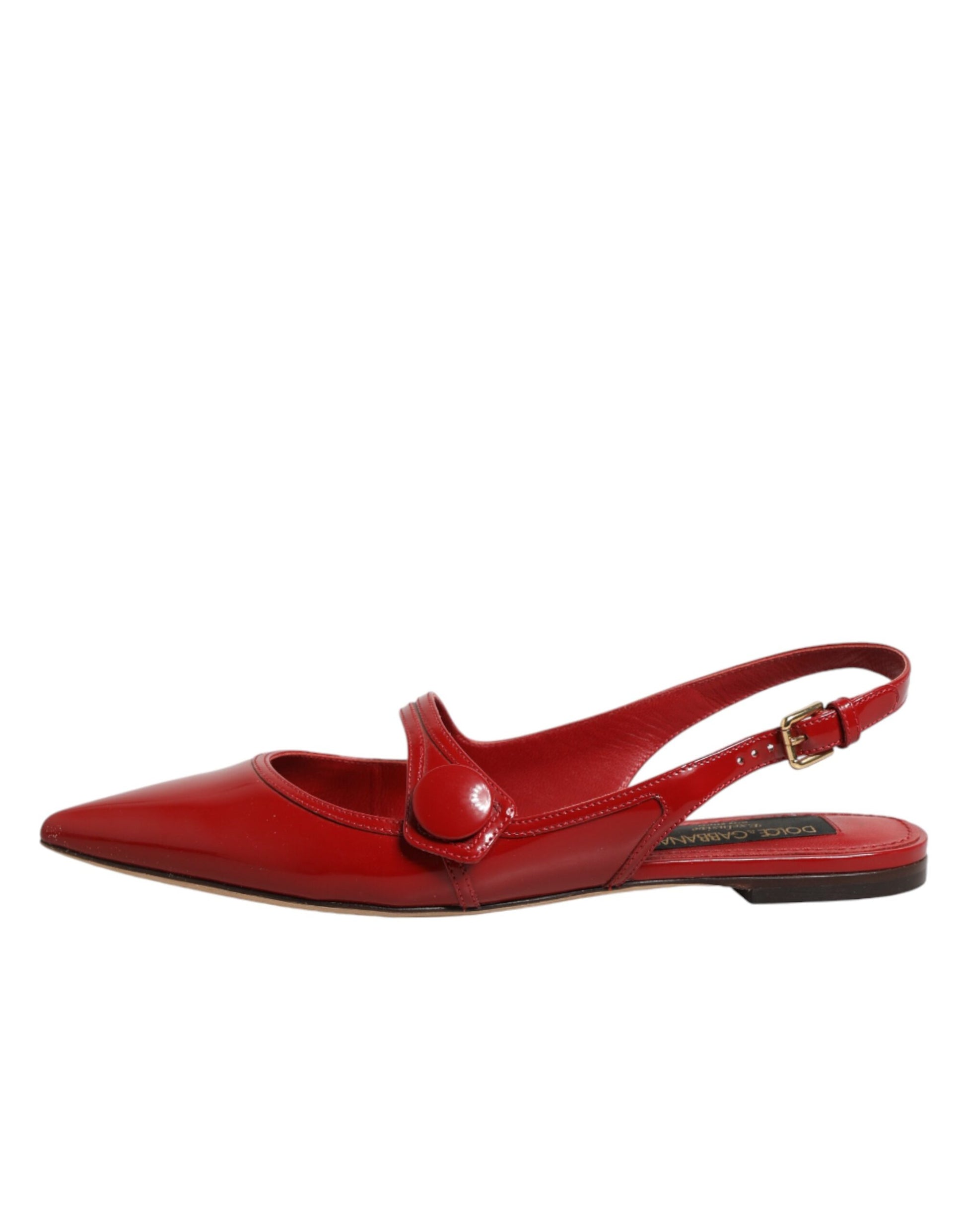 Red women's shoe with strap detailing