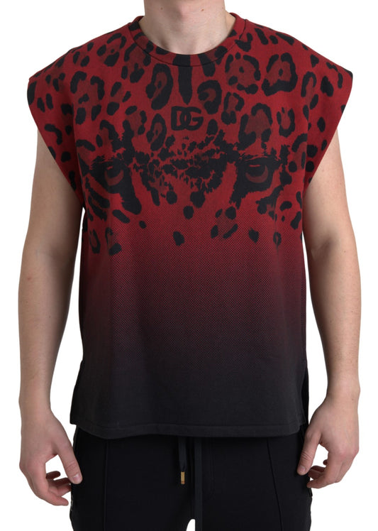 Black and red sleeveless top with animal print pattern