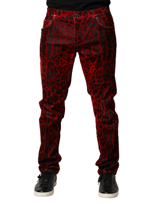 Red patterned pants on a mannequin