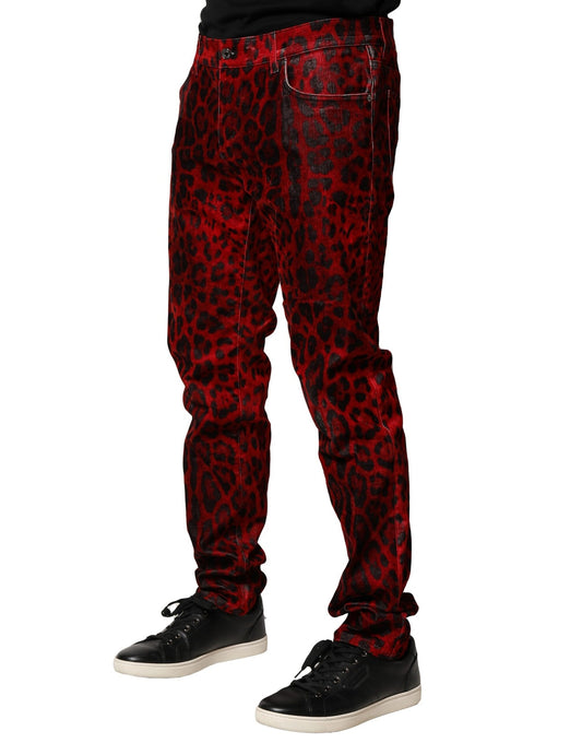 Red patterned pants on a mannequin