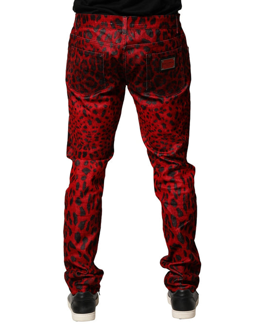 Red and black leopard print jeans