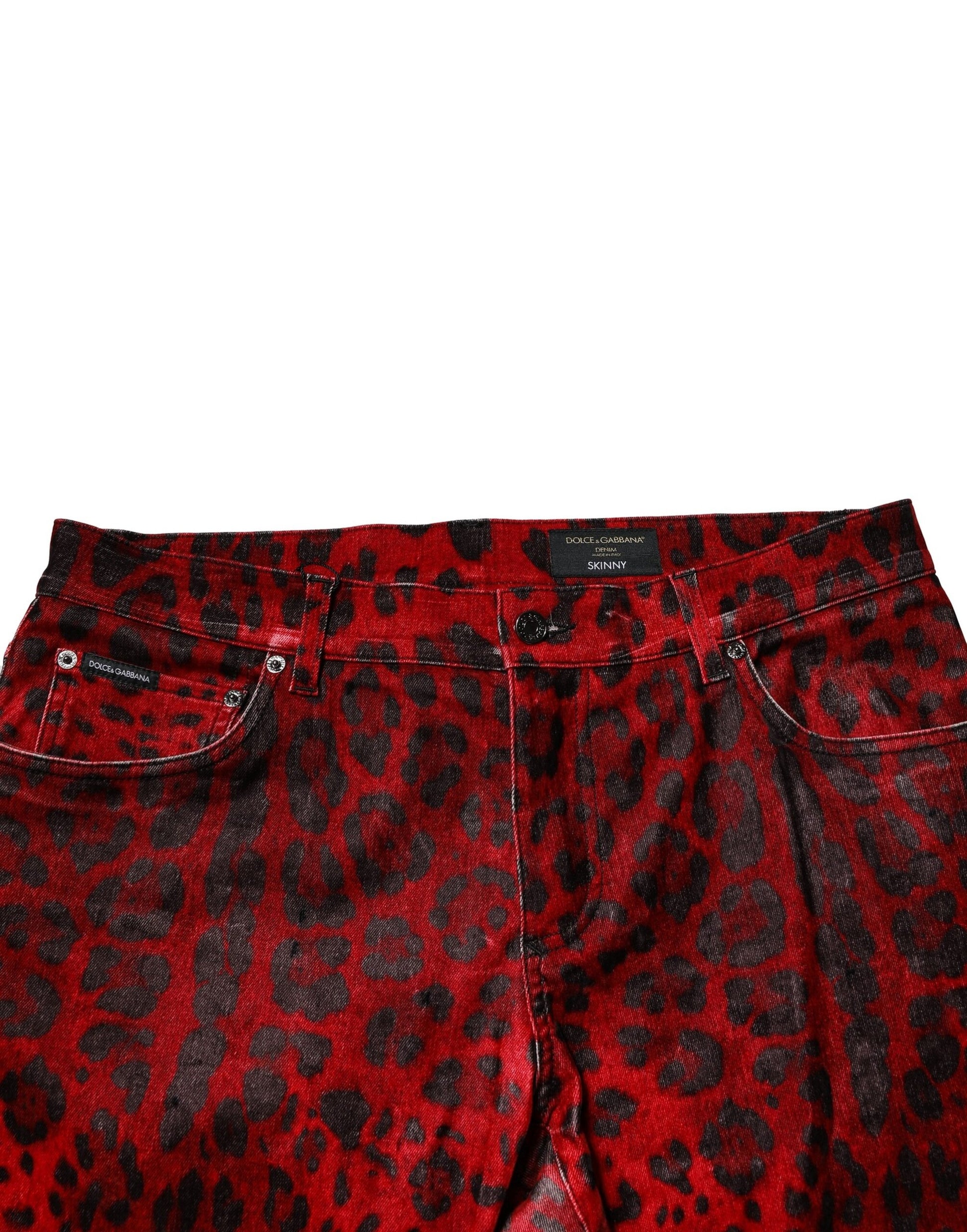 Leopard print jeans with zipper fly