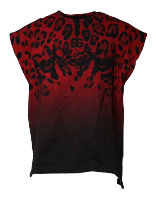 Leopard print top with red sleeves