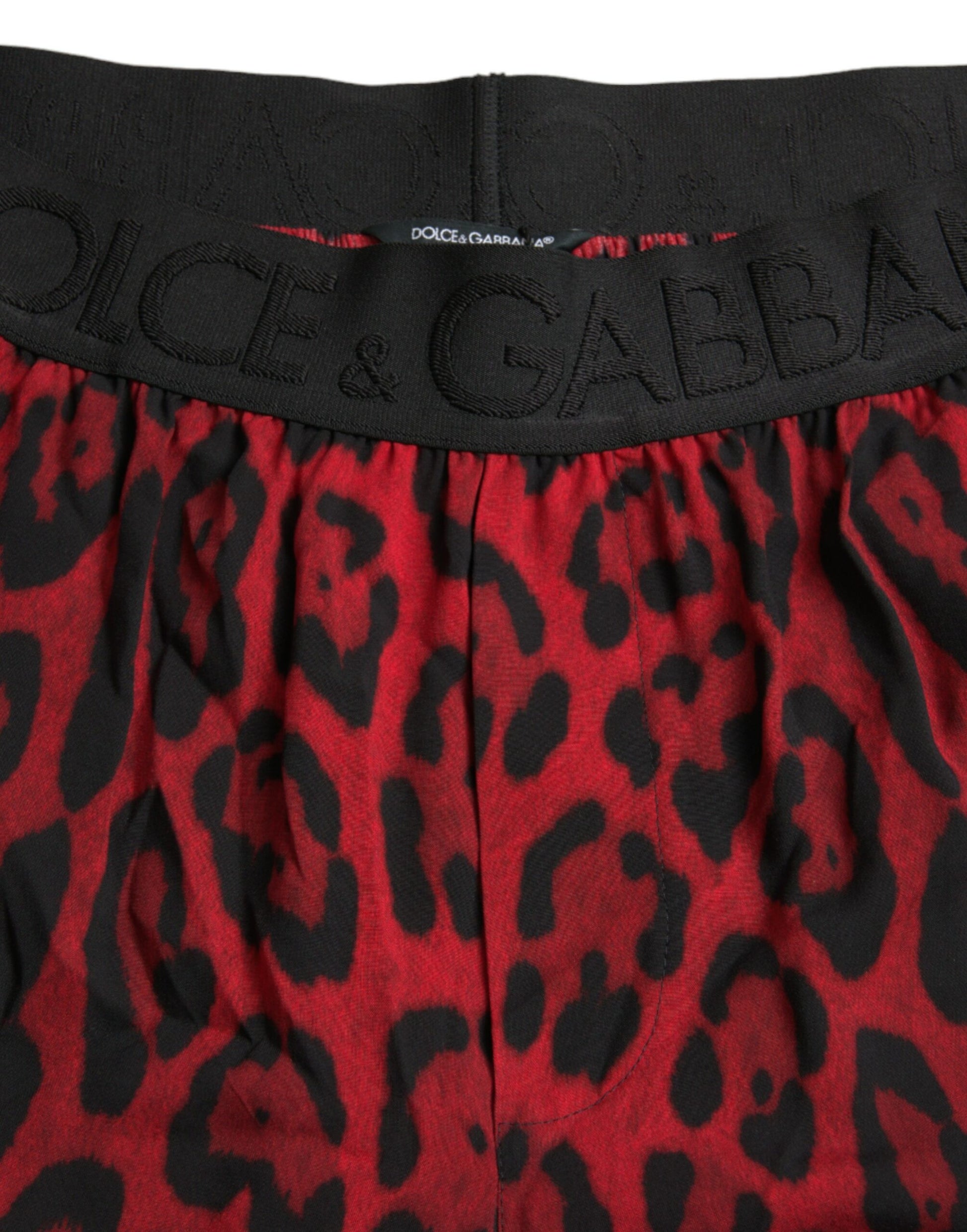 Red and black leopard print boxer shorts