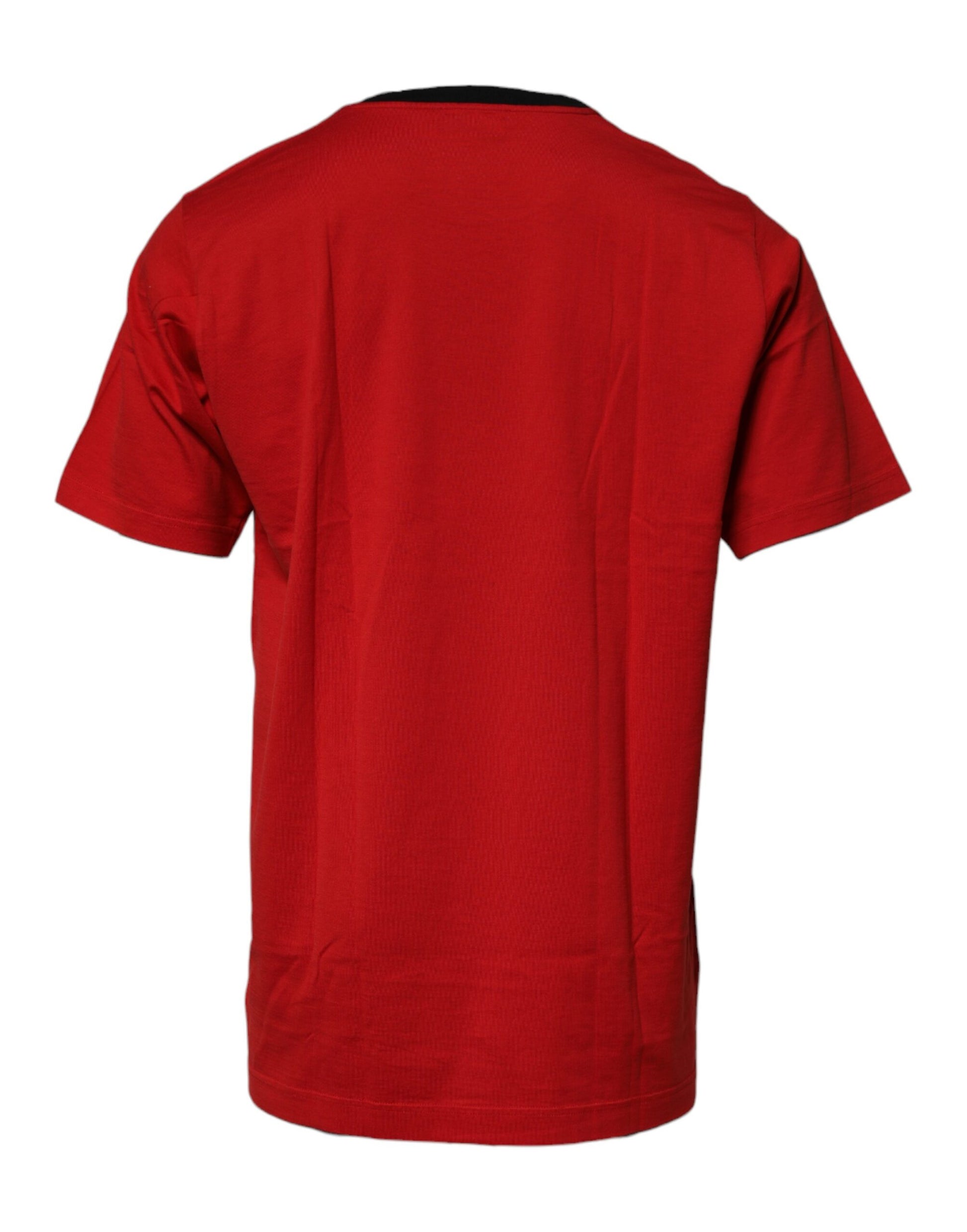 Red short sleeve shirt on a hanger