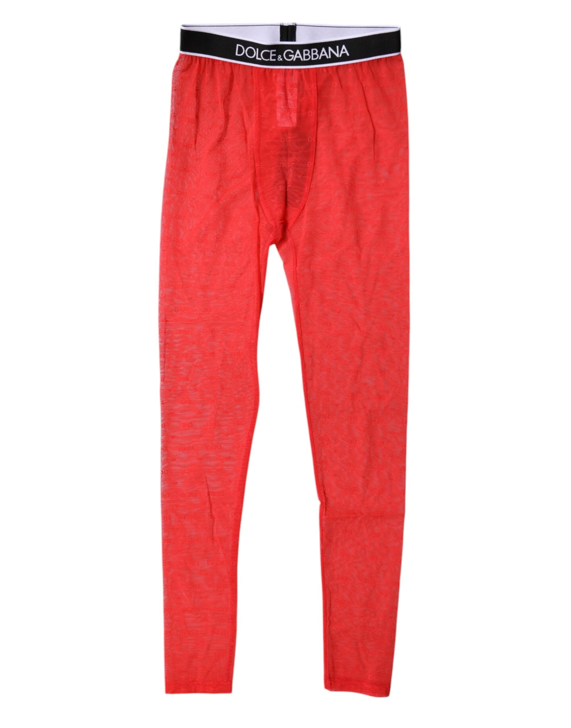 Red pants with black waistband
