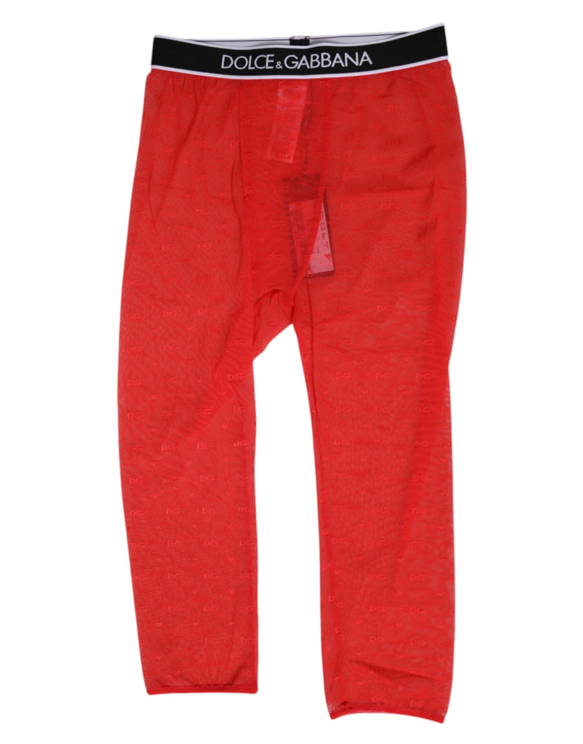 Red pants with black waistband