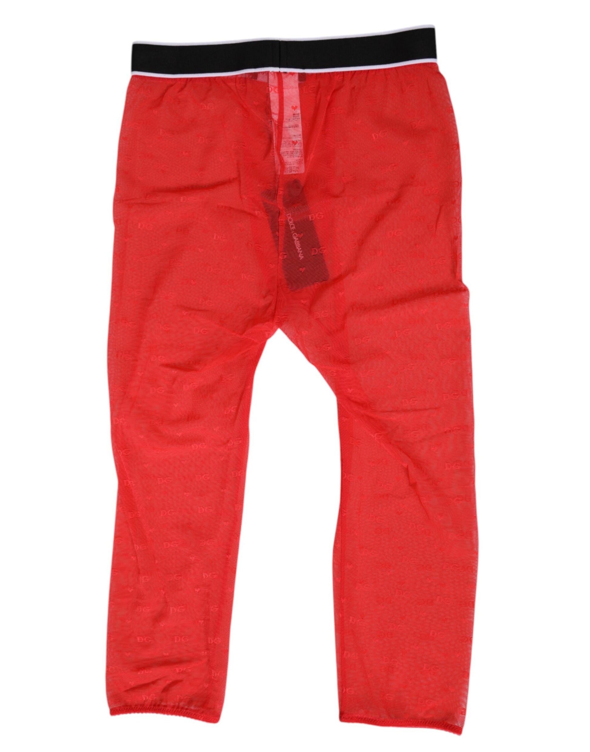 Red pants with black trim
