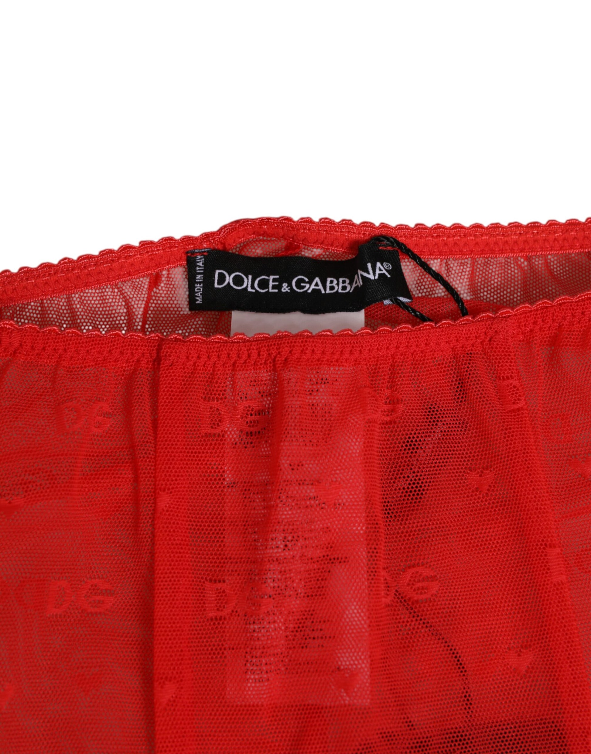 Red bag with white tag inside