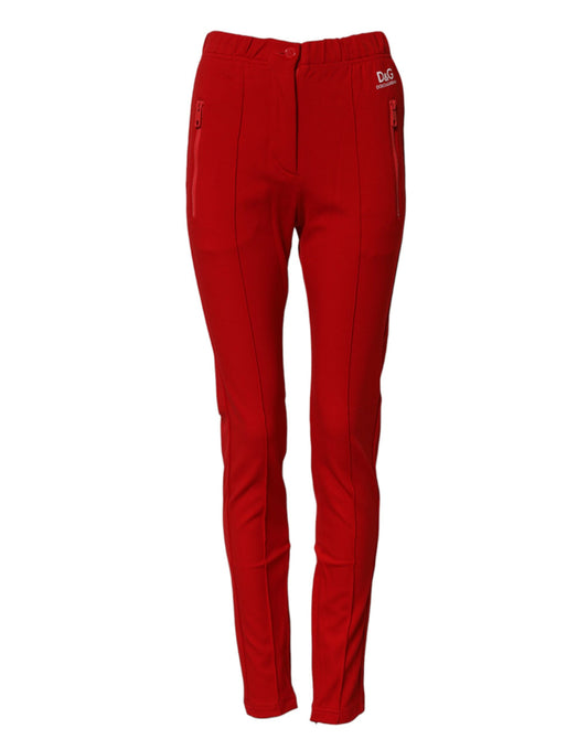 Red leggings with white stripe down side