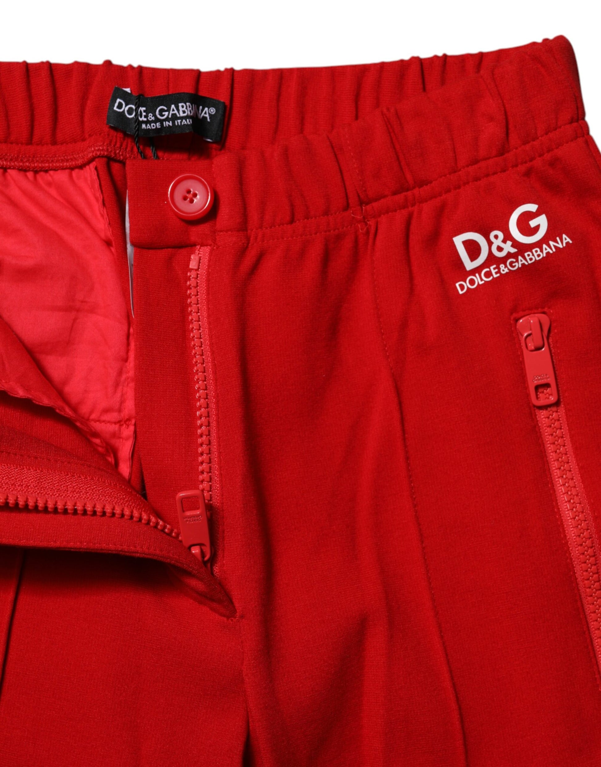 Red pants with white logo on side