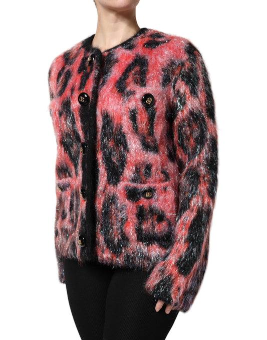 Furry jacket with red and black pattern