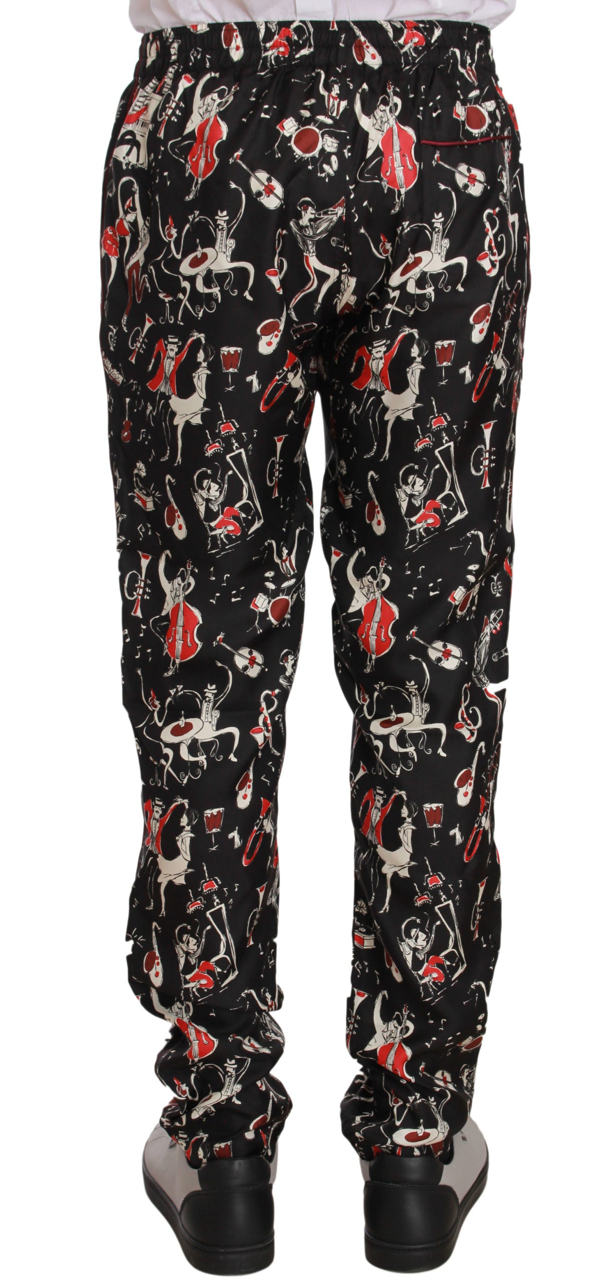 Pair of pants with red and black pattern