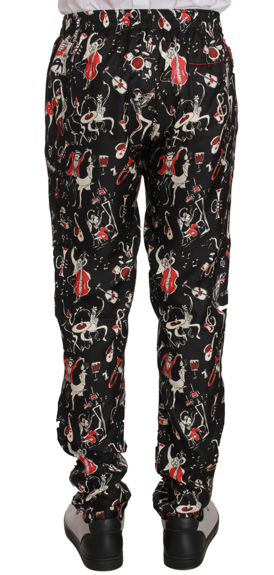Pair of pants with red and black pattern