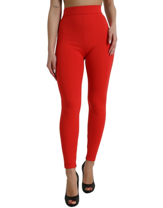 Red leggings on a model