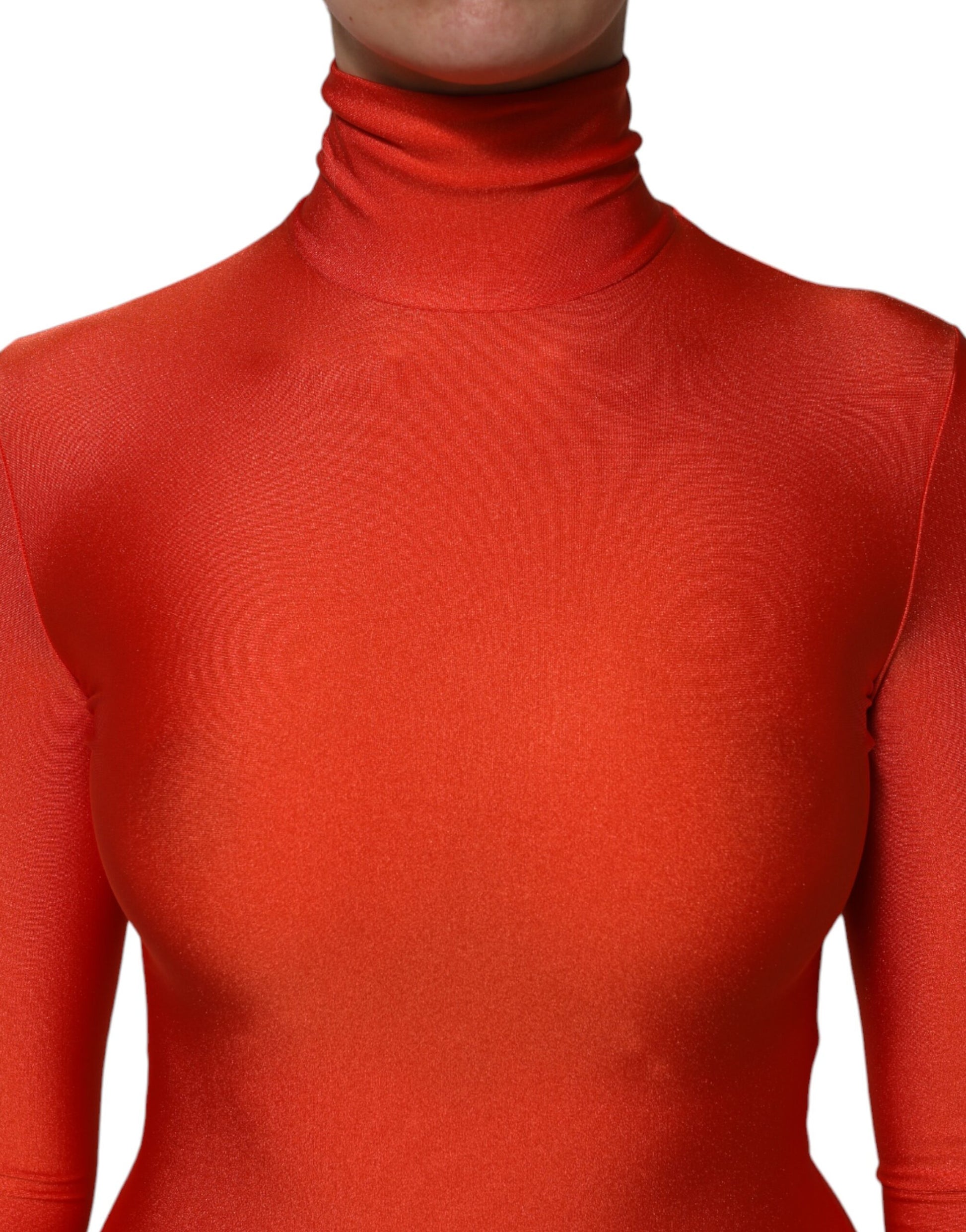 A red turtleneck bodycon jumpsuit dress from Dolce & Gabbana