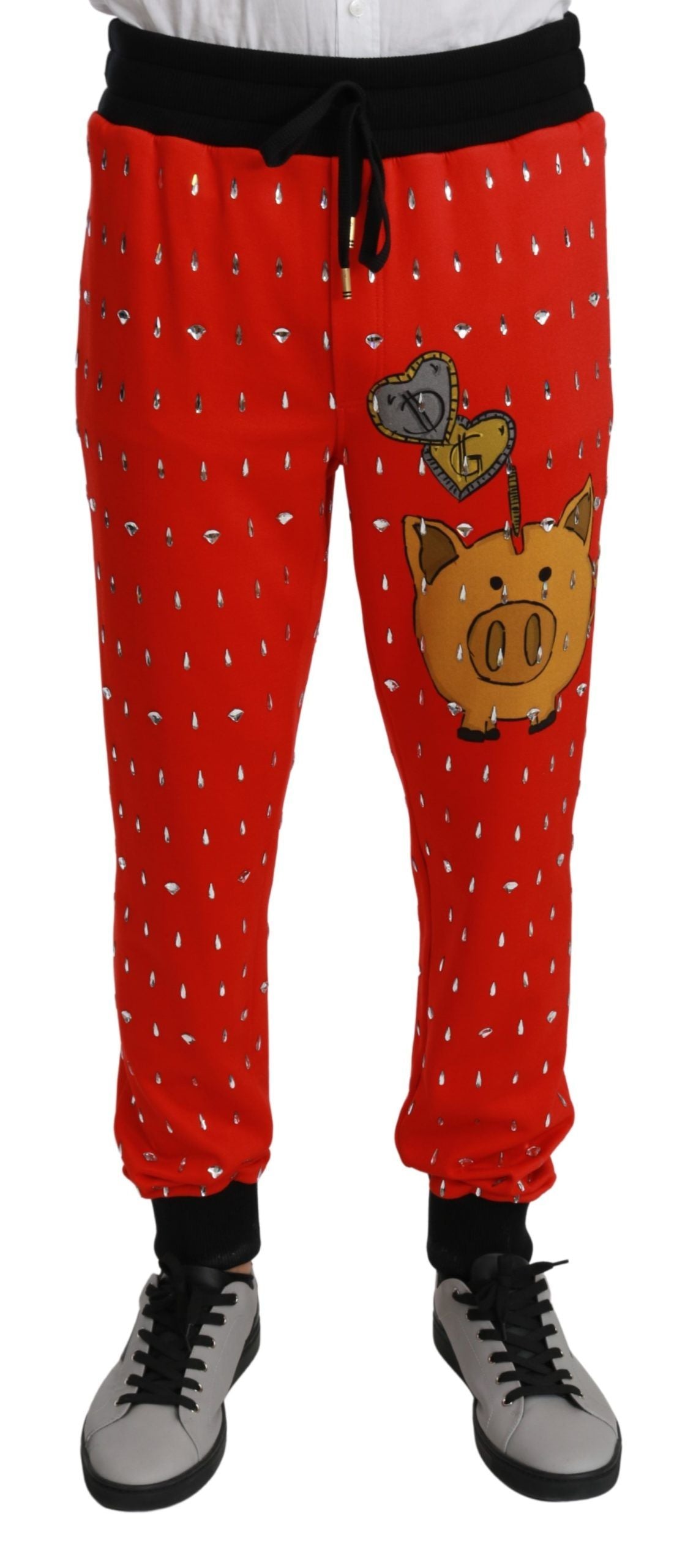 Red pajama pants with Pokemon design on leg