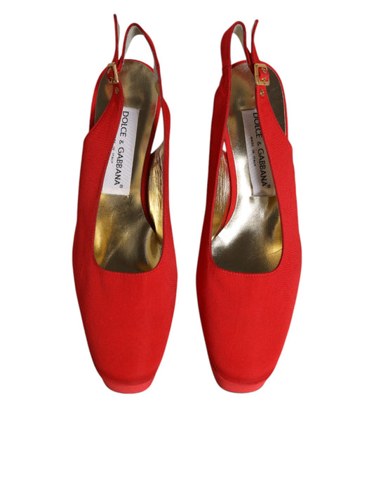 Red shoes with gold accents