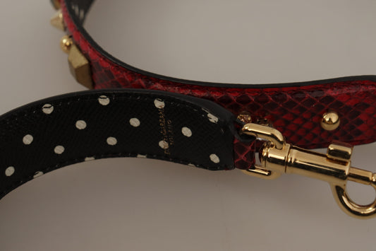 Red leather dog collar with gold accents and polka dots