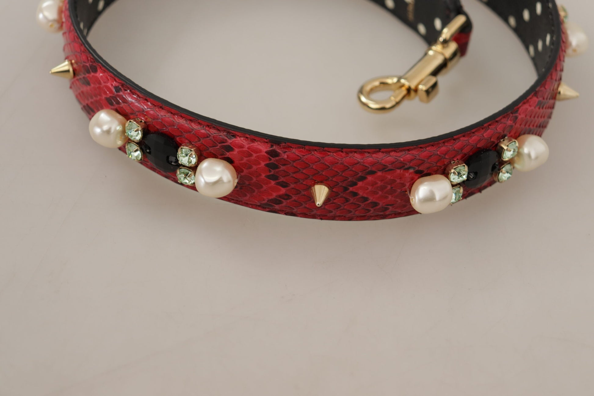 Red beaded dog collar with pearls