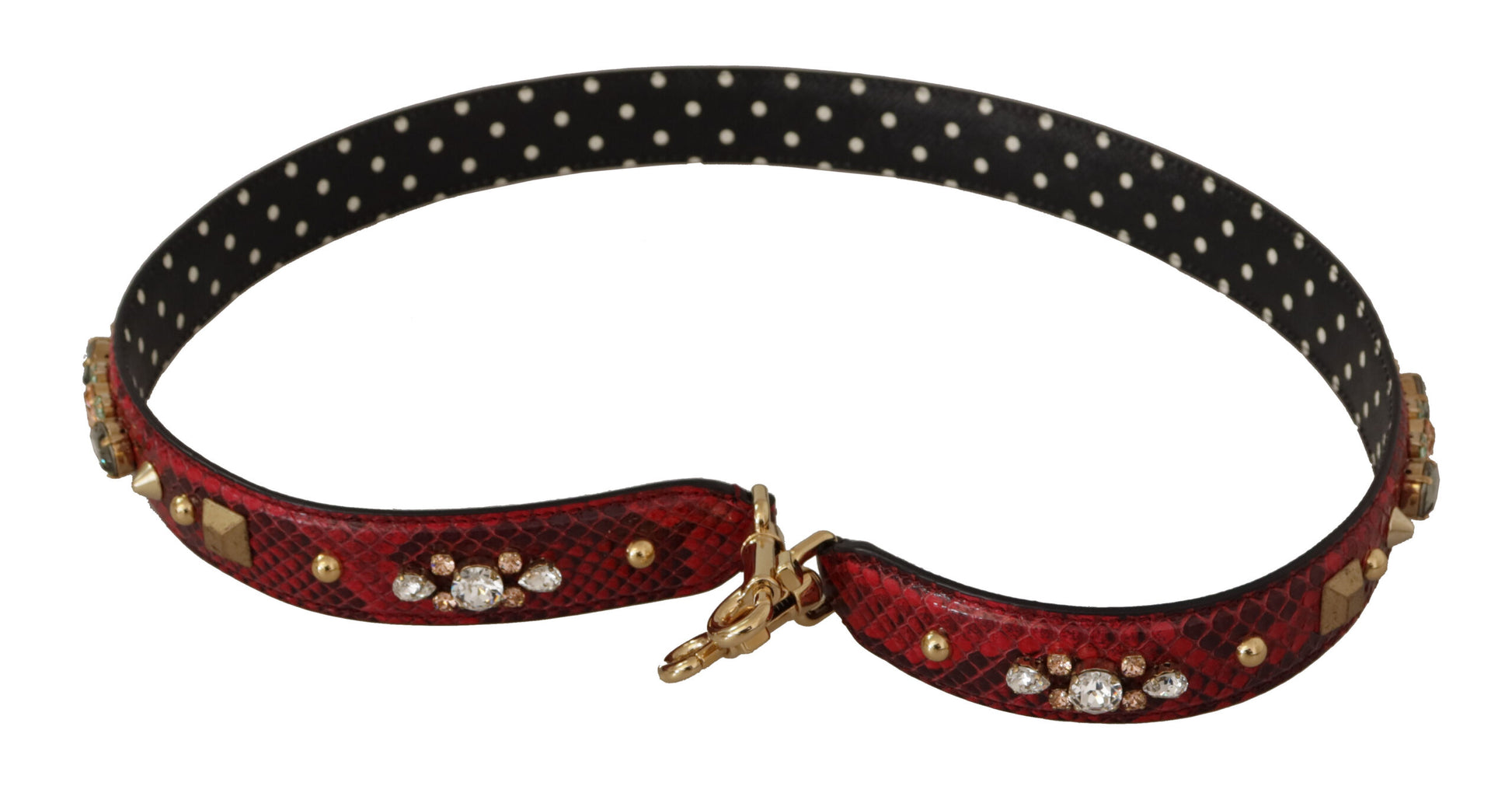 Black and red dog collar with polka dots and studs