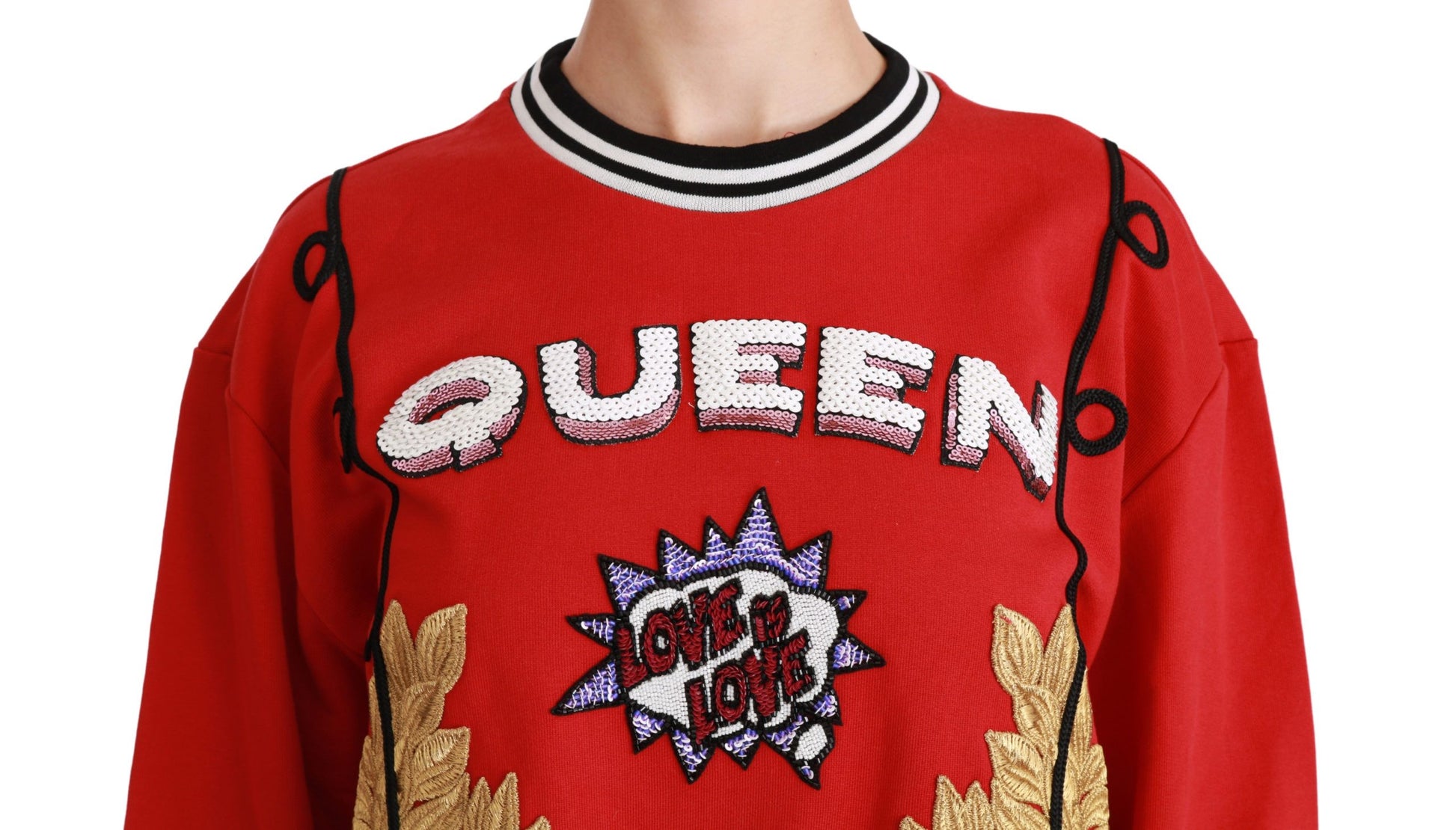 Red sweater with Queen logo