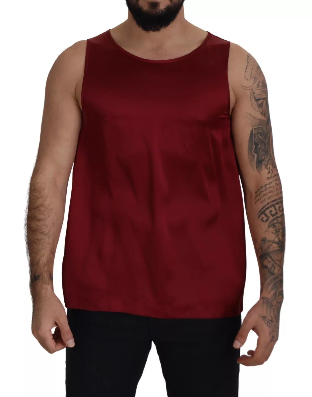 Man wearing red tank top