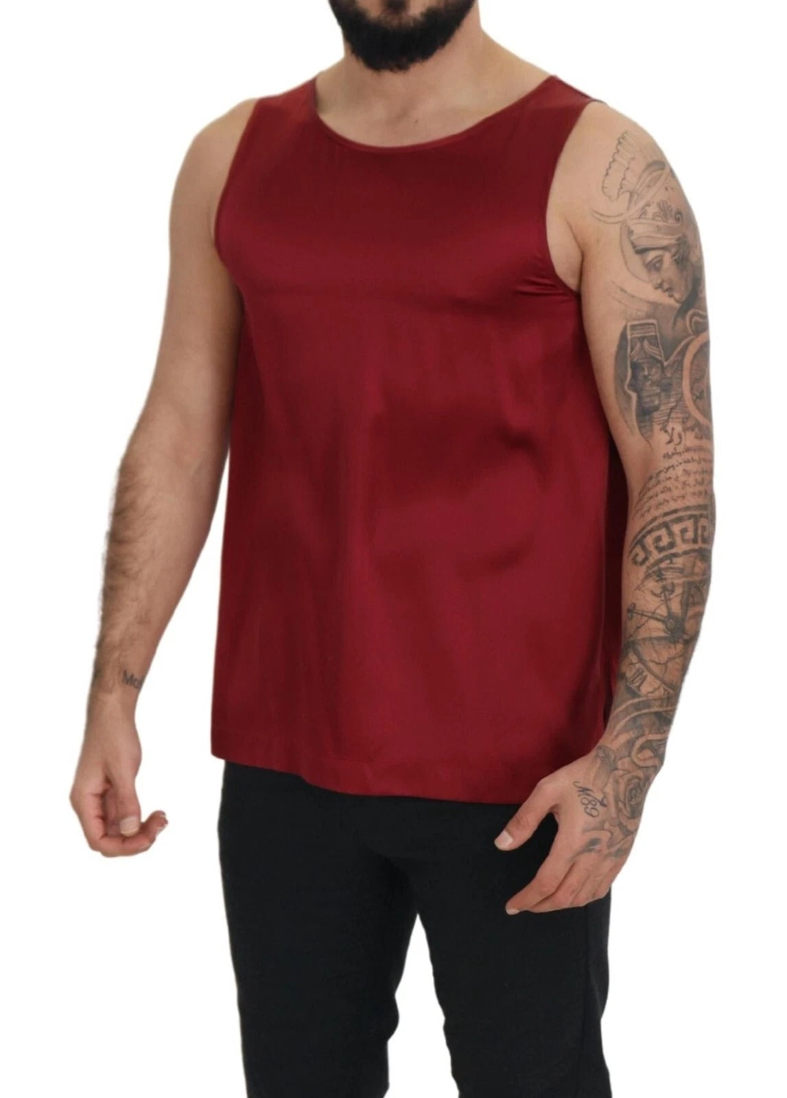 Man wearing red tank top
