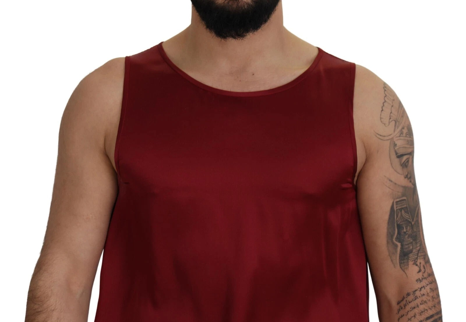 Red tank top on man's torso