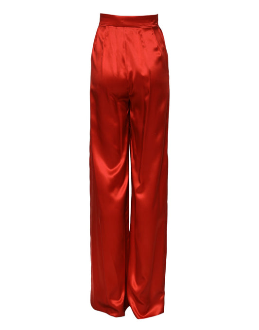 Red velvet pants with elastic waistband