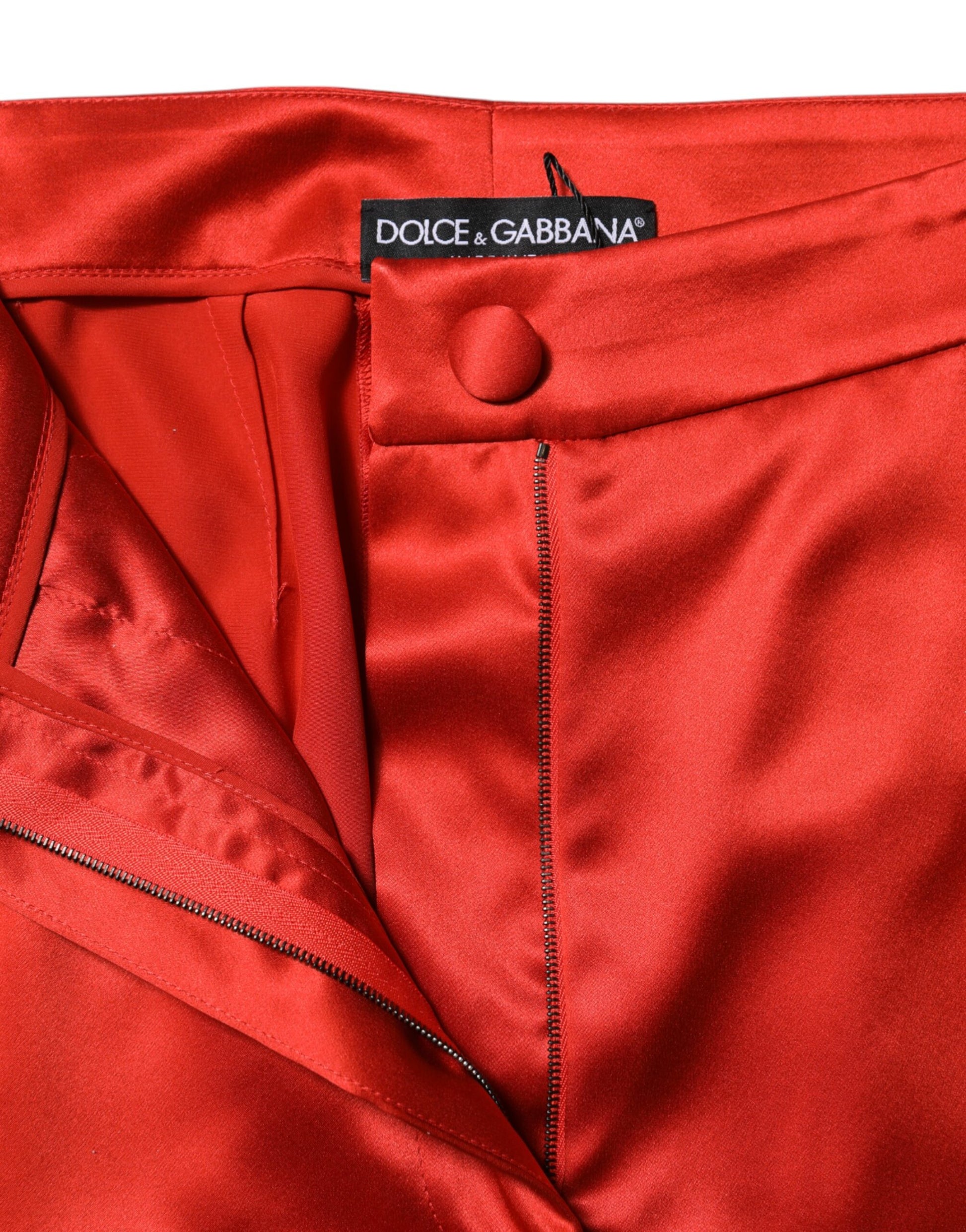 Red pants with a zipper on the side