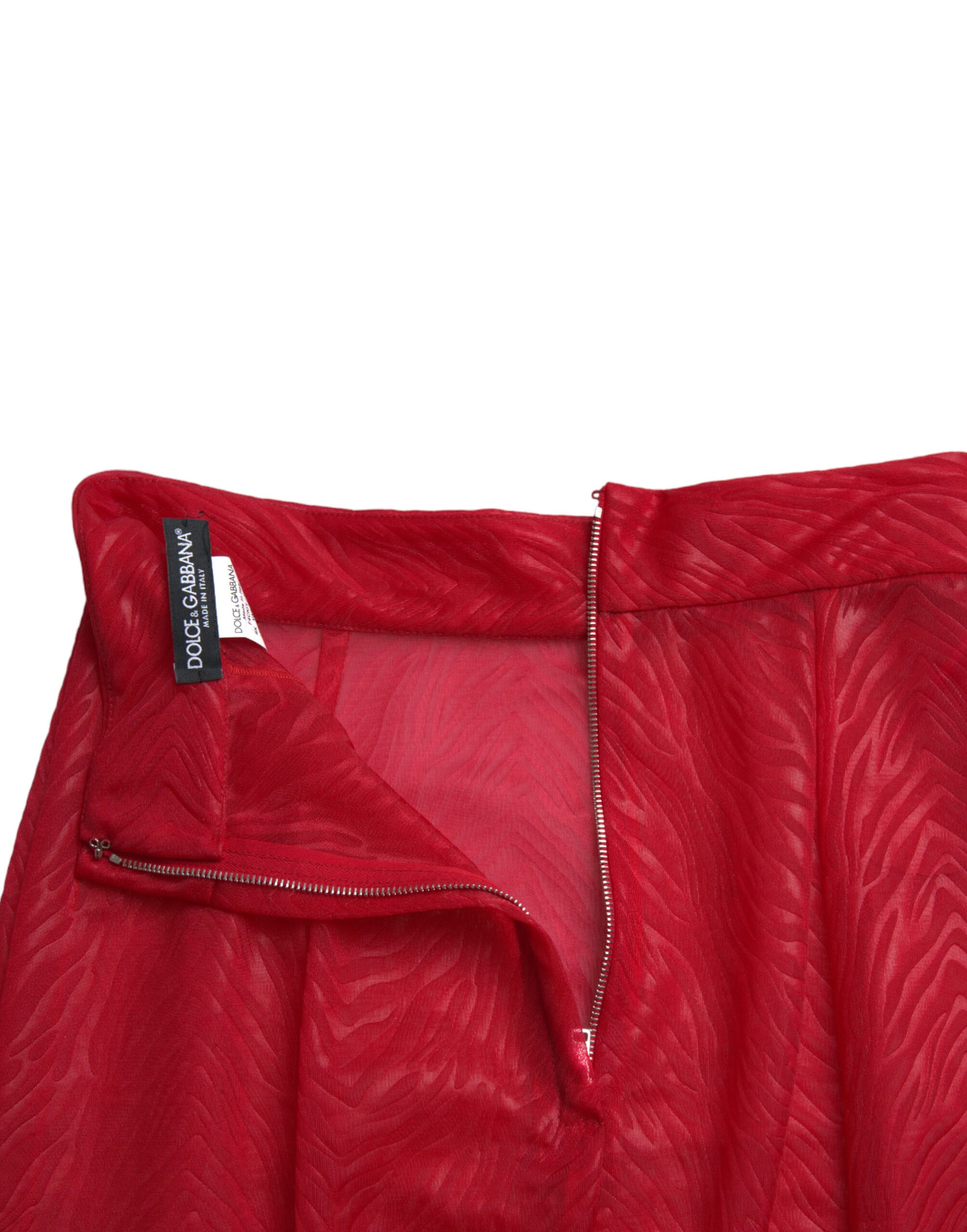 Red jacket with zippered front pocket