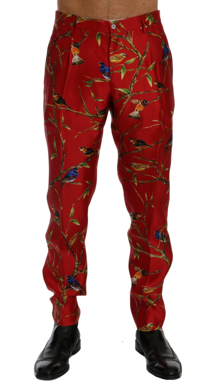 Red patterned pants on a mannequin