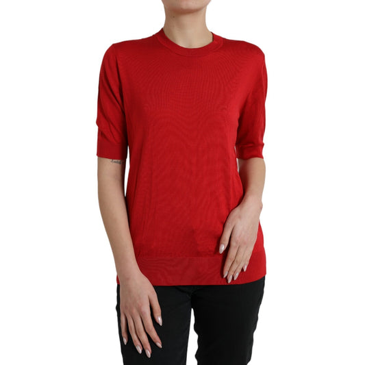 Long sleeve red sweater on a model