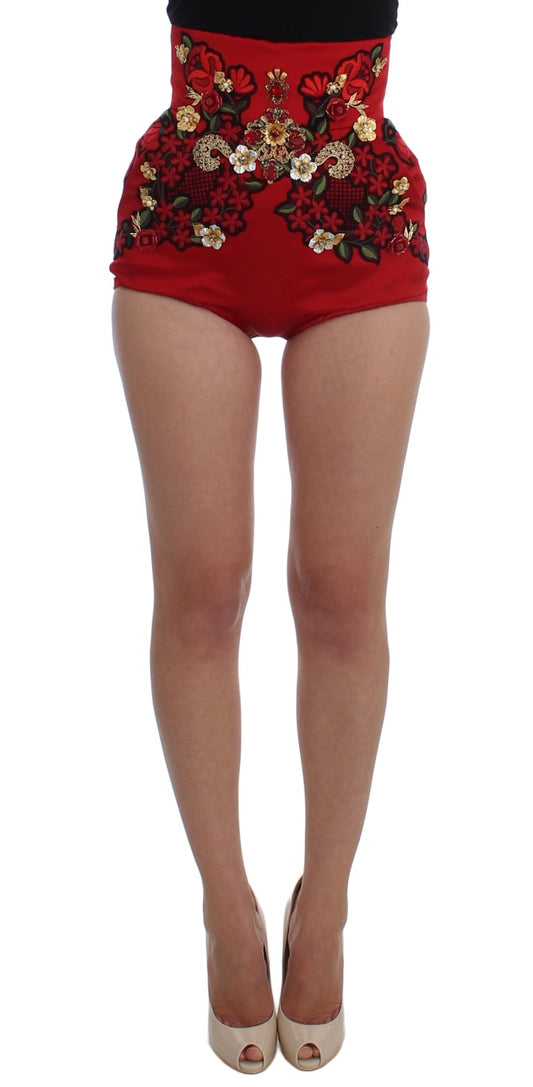 Red floral bodysuit with high waist and shorts