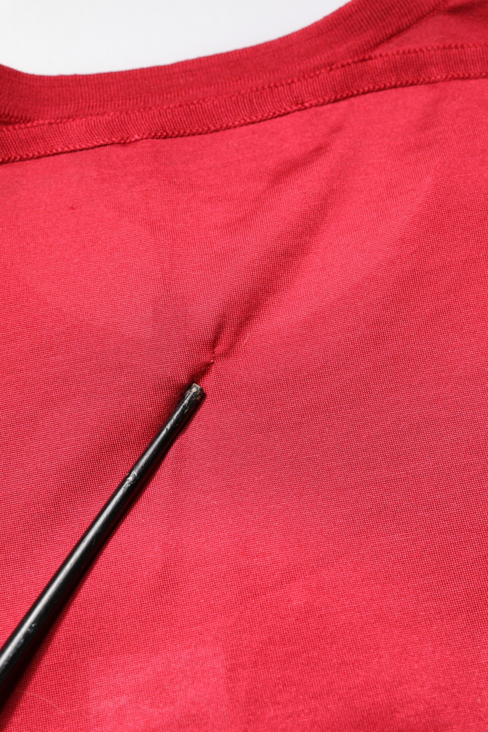 Red shirt with black zipper