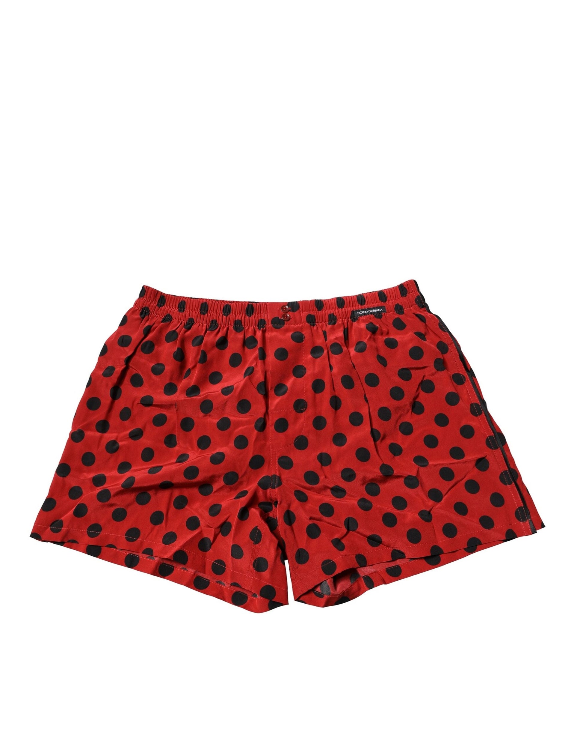 Red shorts with black polka dots