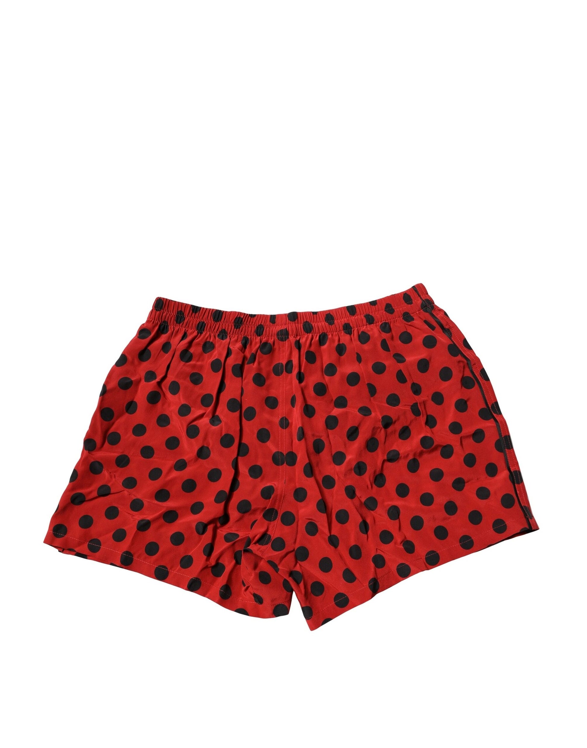 Red shorts with black polka dots