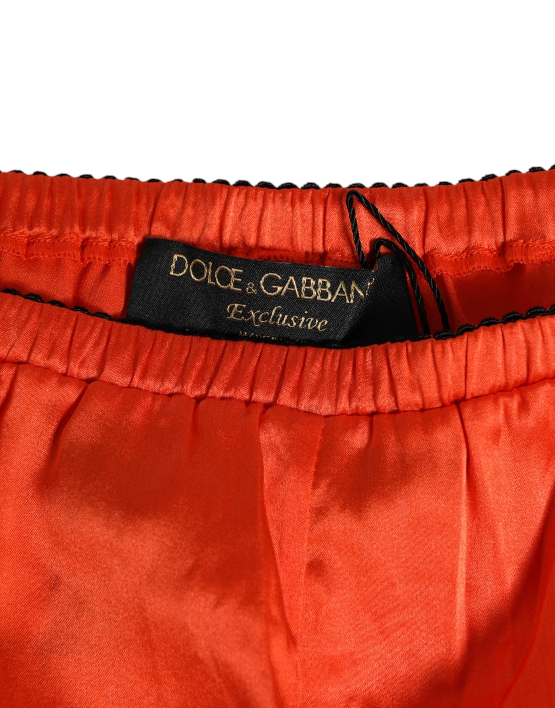 Red silk satin lace shorts underwear by Dolce & Gabbana