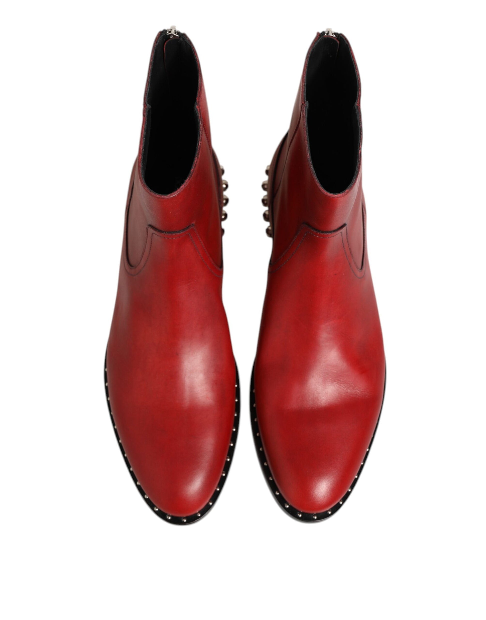 Red leather boots with laces