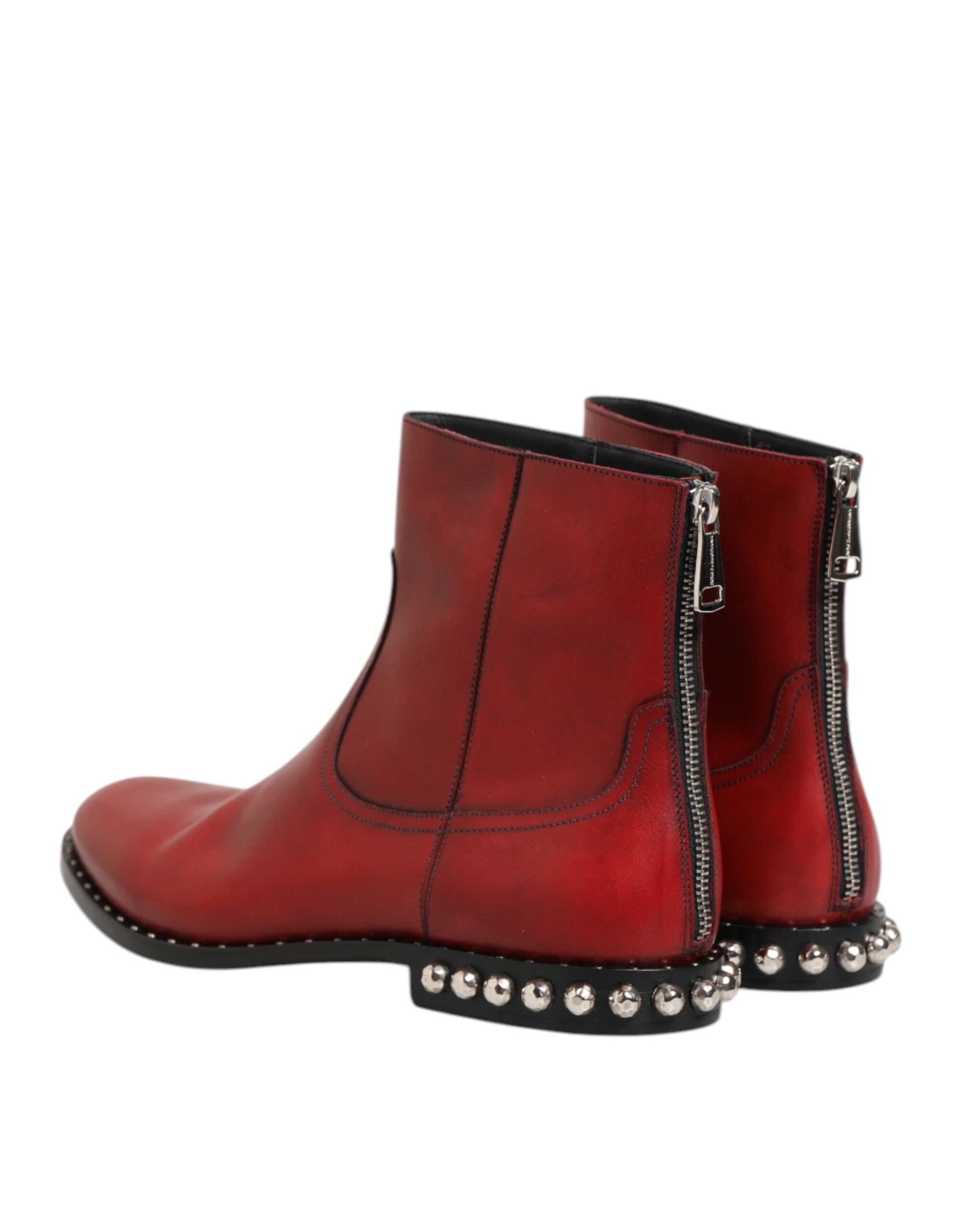 Red boot with silver studs on sides