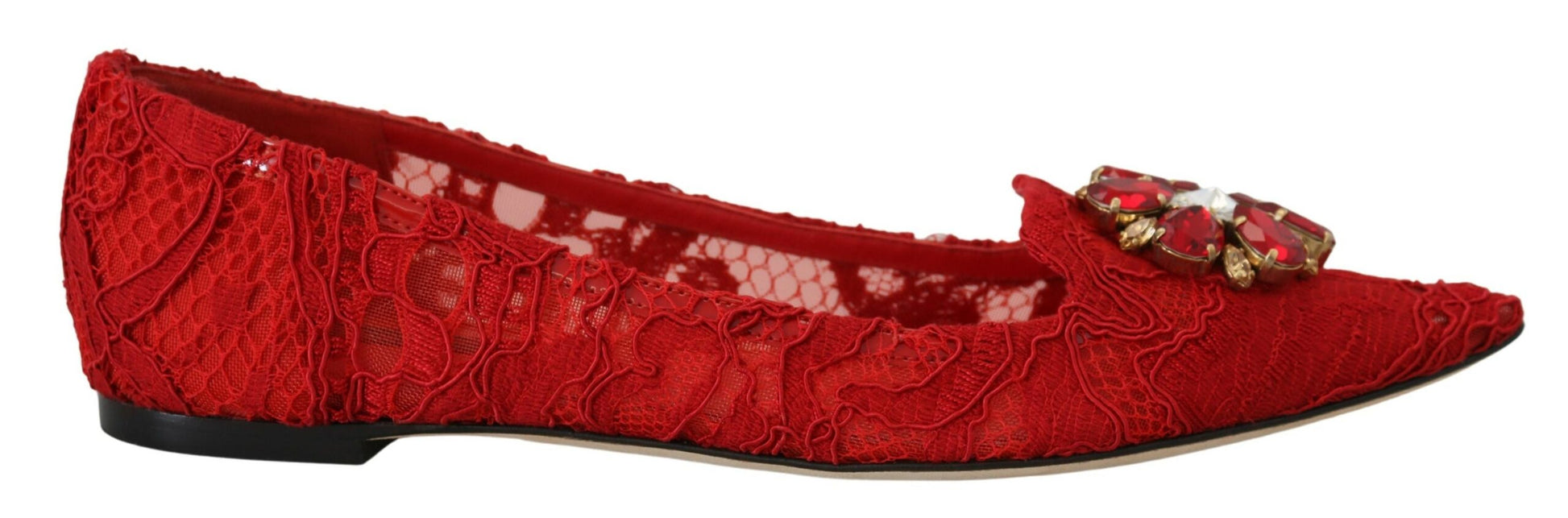 Red lace up shoes with gold accents