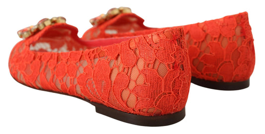 Red lace shoes with gold accents
