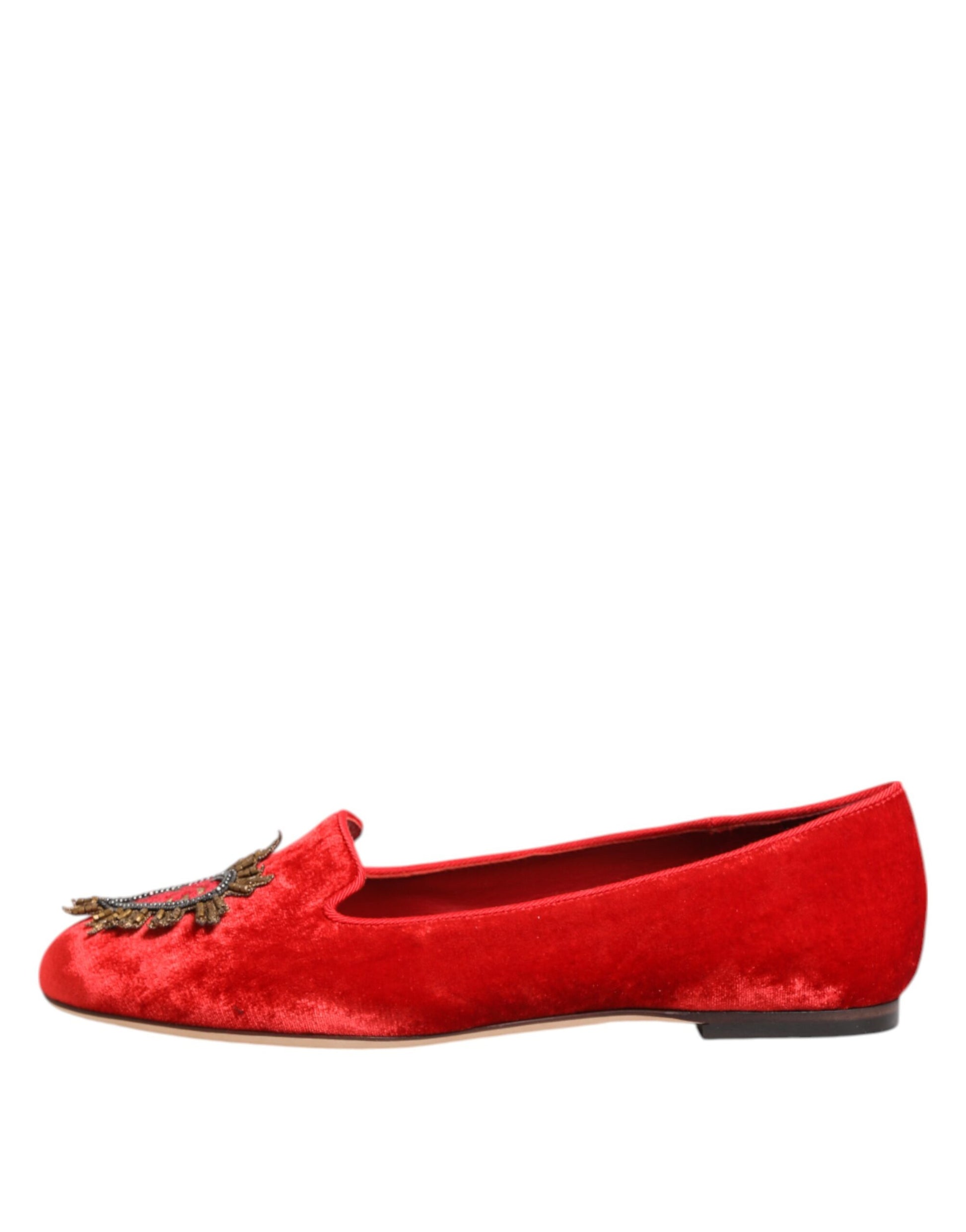 Red velvet loafer shoes