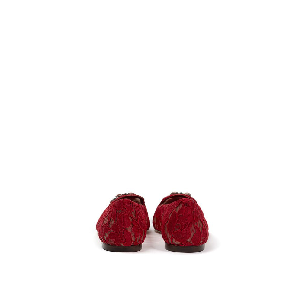 Red velvet shoes on display
