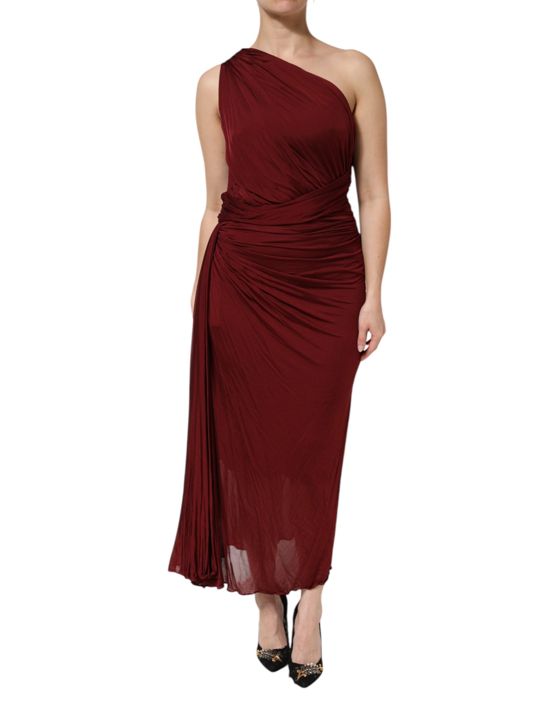 Long red dress on a model