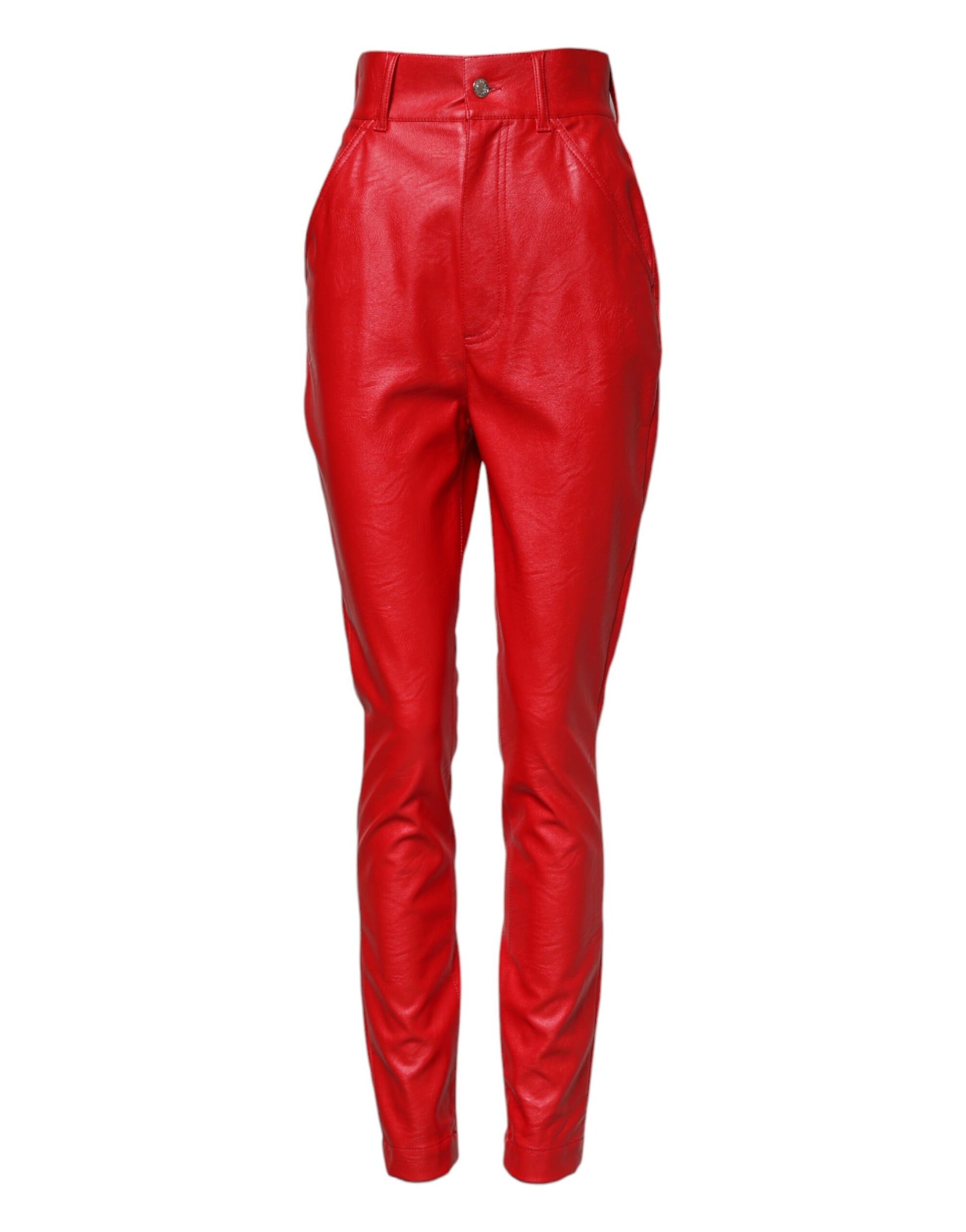 Red leather pants