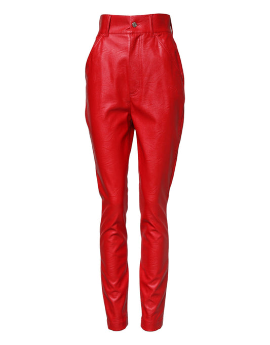 Red leather pants
