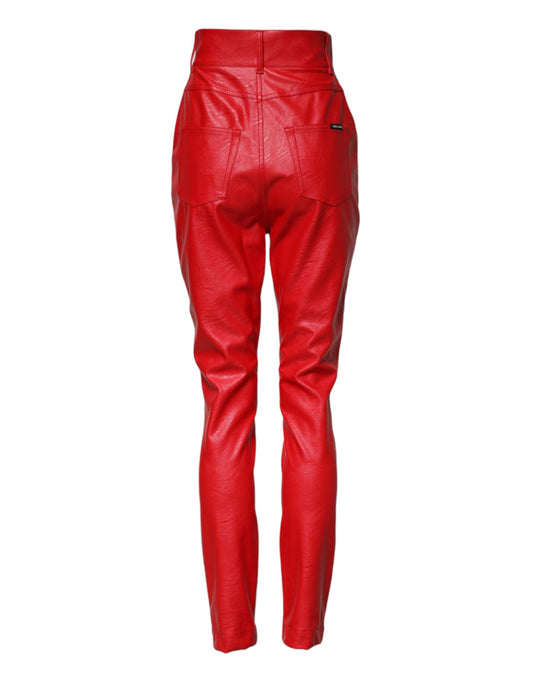 Red leather pants